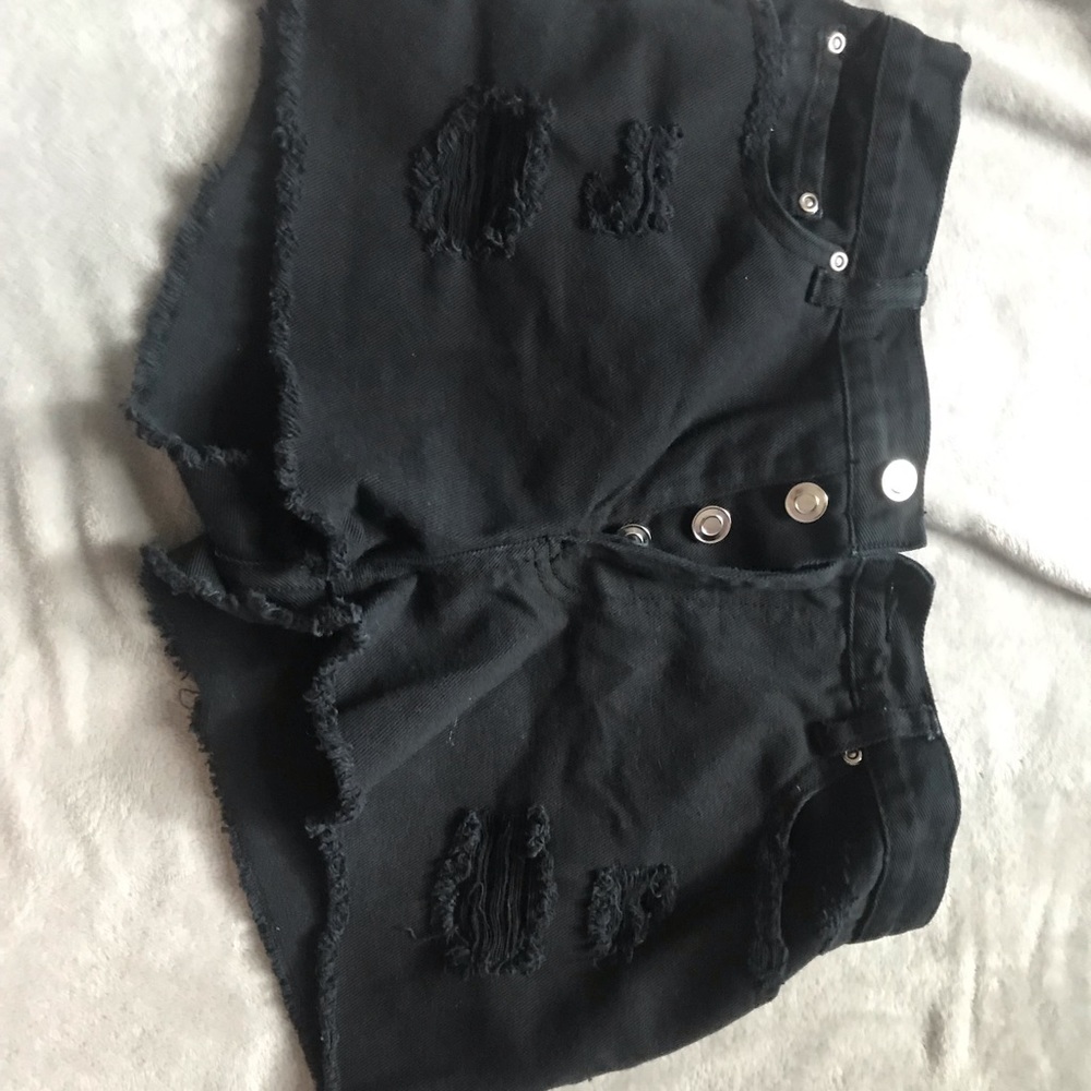 Forever 21 Black Ripped High-waisted shorts
